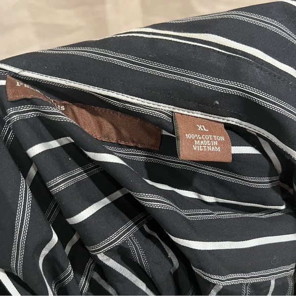 Perry Ellis Black White Stripe Button Down - Picture 4 of 5